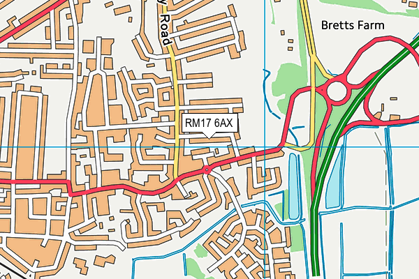 RM17 6AX map - OS VectorMap District (Ordnance Survey)