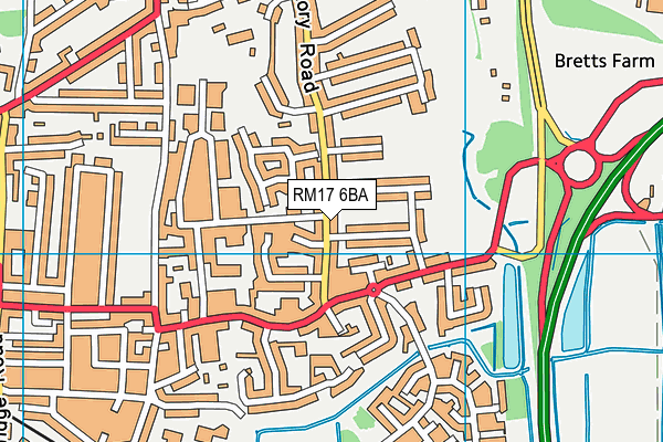 RM17 6BA map - OS VectorMap District (Ordnance Survey)