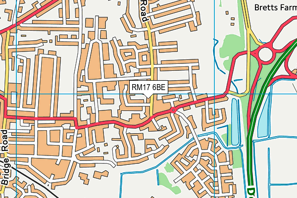 RM17 6BE map - OS VectorMap District (Ordnance Survey)