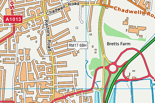 RM17 6BH map - OS VectorMap District (Ordnance Survey)