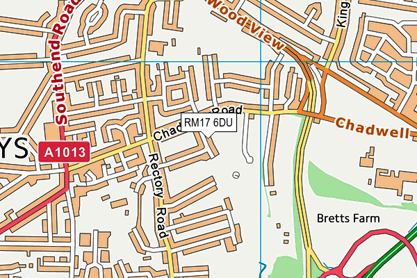 RM17 6DU map - OS VectorMap District (Ordnance Survey)