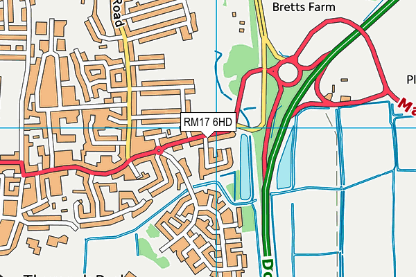 RM17 6HD map - OS VectorMap District (Ordnance Survey)