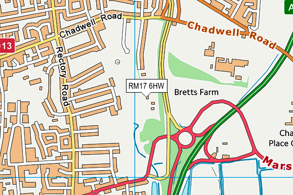 RM17 6HW map - OS VectorMap District (Ordnance Survey)