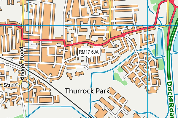 RM17 6JA map - OS VectorMap District (Ordnance Survey)