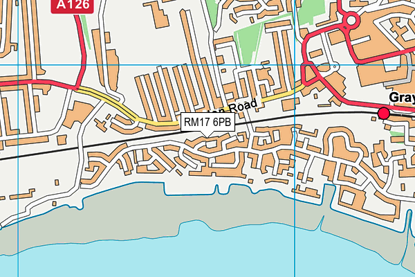 RM17 6PB map - OS VectorMap District (Ordnance Survey)