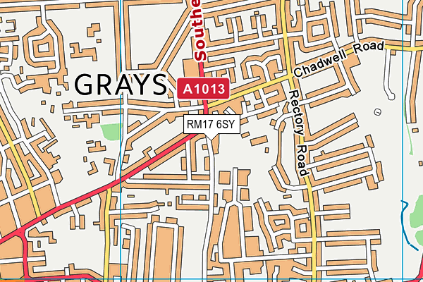 RM17 6SY map - OS VectorMap District (Ordnance Survey)