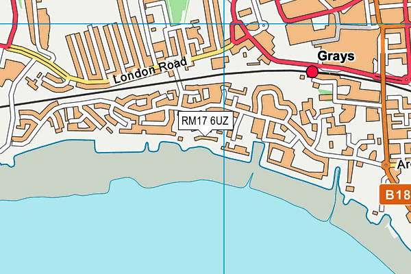 RM17 6UZ map - OS VectorMap District (Ordnance Survey)