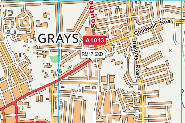 RM17 6XD map - OS VectorMap District (Ordnance Survey)