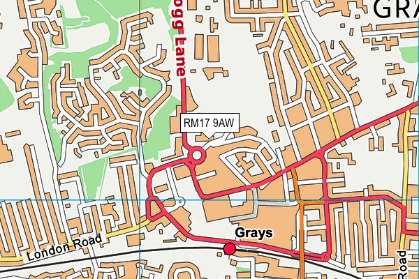 RM17 9AW map - OS VectorMap District (Ordnance Survey)