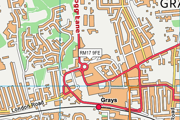 RM17 9FE map - OS VectorMap District (Ordnance Survey)