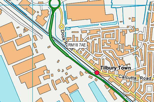 RM18 7AE map - OS VectorMap District (Ordnance Survey)