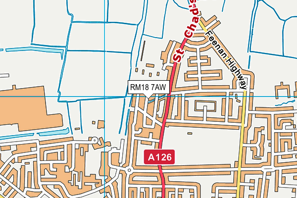 RM18 7AW map - OS VectorMap District (Ordnance Survey)