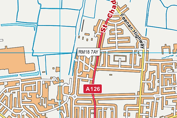 RM18 7AY map - OS VectorMap District (Ordnance Survey)