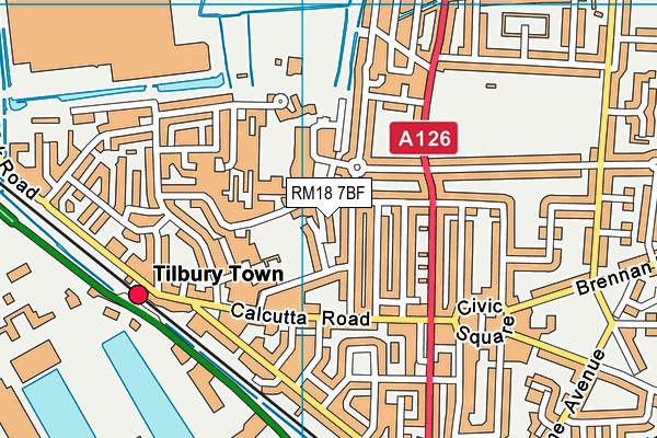 RM18 7BF map - OS VectorMap District (Ordnance Survey)