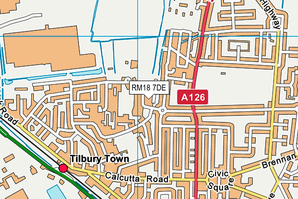 RM18 7DE map - OS VectorMap District (Ordnance Survey)