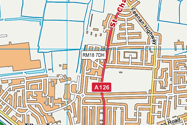 RM18 7DH map - OS VectorMap District (Ordnance Survey)