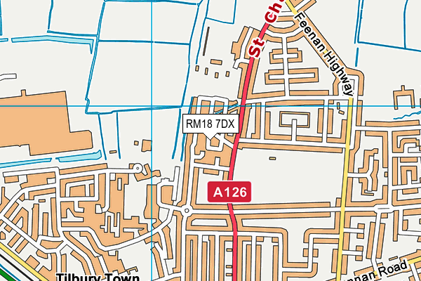 RM18 7DX map - OS VectorMap District (Ordnance Survey)