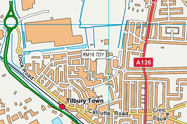 RM18 7DY map - OS VectorMap District (Ordnance Survey)