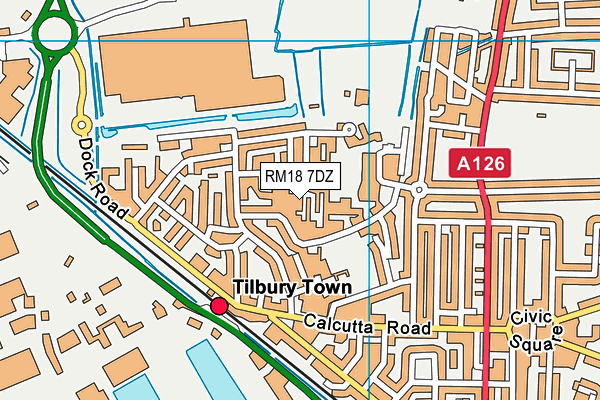 RM18 7DZ map - OS VectorMap District (Ordnance Survey)