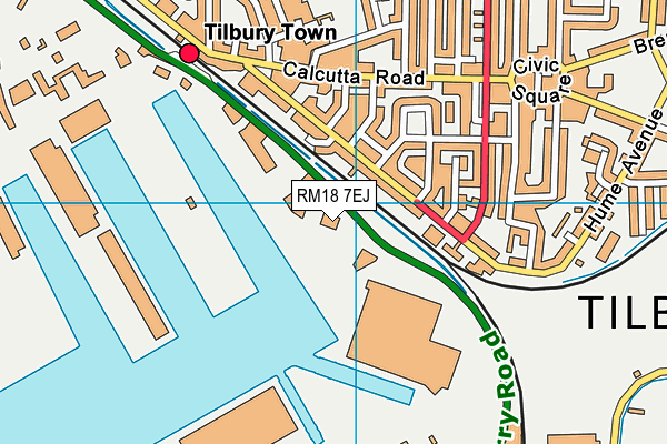 RM18 7EJ map - OS VectorMap District (Ordnance Survey)