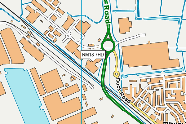 RM18 7HD map - OS VectorMap District (Ordnance Survey)