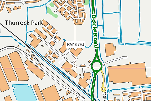 RM18 7HJ map - OS VectorMap District (Ordnance Survey)