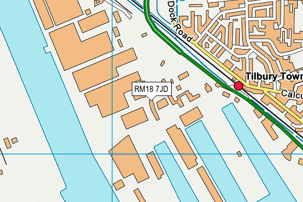 RM18 7JD map - OS VectorMap District (Ordnance Survey)