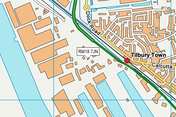 RM18 7JN map - OS VectorMap District (Ordnance Survey)