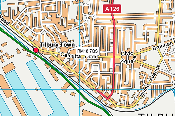 RM18 7QS map - OS VectorMap District (Ordnance Survey)