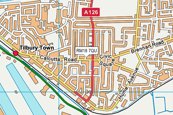 RM18 7QU map - OS VectorMap District (Ordnance Survey)