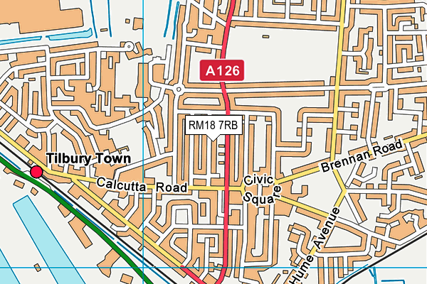 RM18 7RB map - OS VectorMap District (Ordnance Survey)