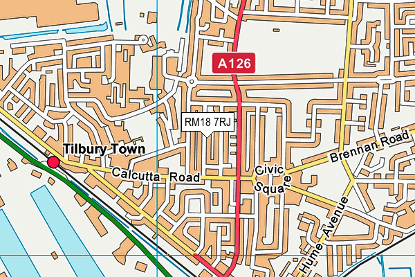 RM18 7RJ map - OS VectorMap District (Ordnance Survey)