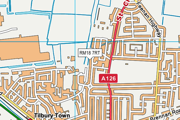 RM18 7RT map - OS VectorMap District (Ordnance Survey)