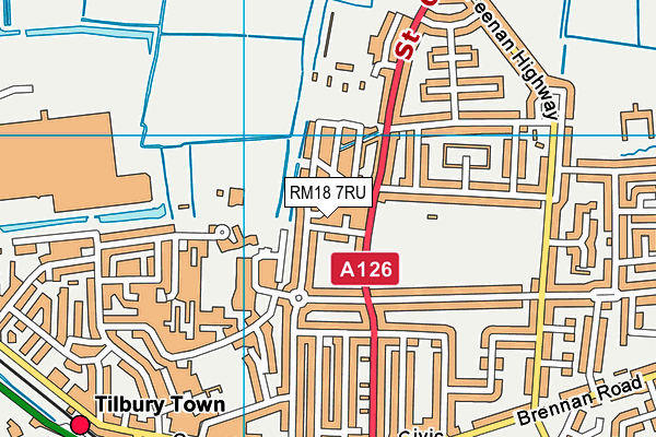 RM18 7RU map - OS VectorMap District (Ordnance Survey)