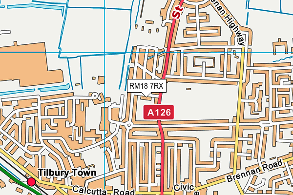 RM18 7RX map - OS VectorMap District (Ordnance Survey)