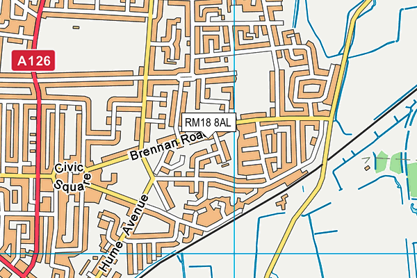 RM18 8AL map - OS VectorMap District (Ordnance Survey)