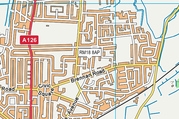 RM18 8AP map - OS VectorMap District (Ordnance Survey)