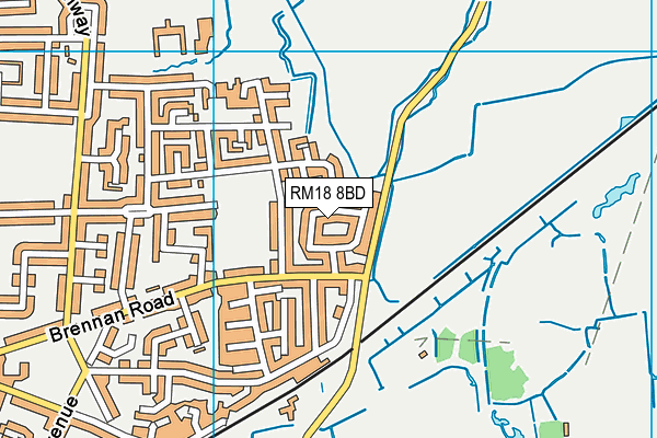 RM18 8BD map - OS VectorMap District (Ordnance Survey)