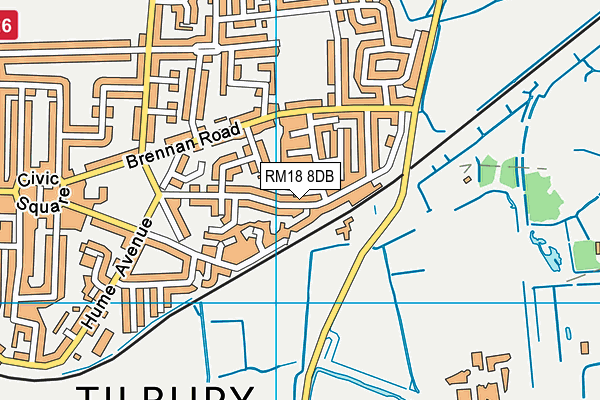 RM18 8DB map - OS VectorMap District (Ordnance Survey)