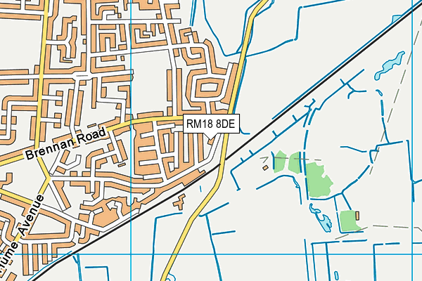 RM18 8DE map - OS VectorMap District (Ordnance Survey)