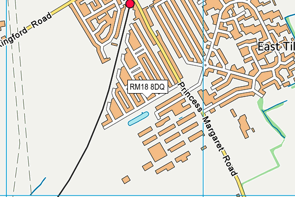 RM18 8DQ map - OS VectorMap District (Ordnance Survey)