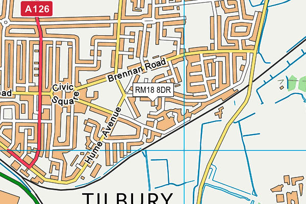 RM18 8DR map - OS VectorMap District (Ordnance Survey)