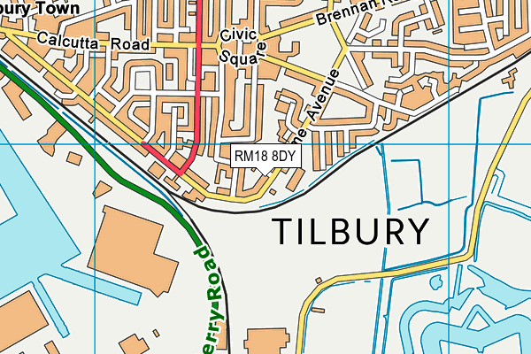 RM18 8DY map - OS VectorMap District (Ordnance Survey)