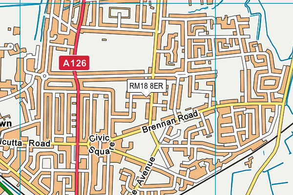 RM18 8ER map - OS VectorMap District (Ordnance Survey)