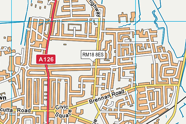 RM18 8ES map - OS VectorMap District (Ordnance Survey)