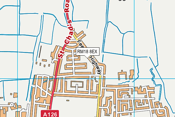 RM18 8EX map - OS VectorMap District (Ordnance Survey)