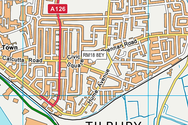 RM18 8EY map - OS VectorMap District (Ordnance Survey)