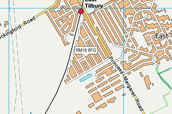 RM18 8FG map - OS VectorMap District (Ordnance Survey)