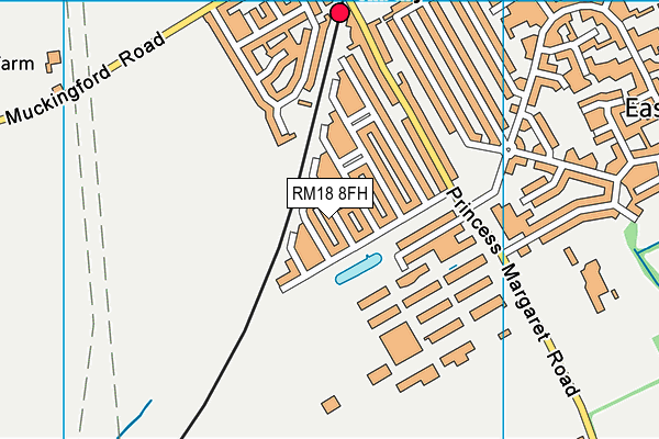 RM18 8FH map - OS VectorMap District (Ordnance Survey)