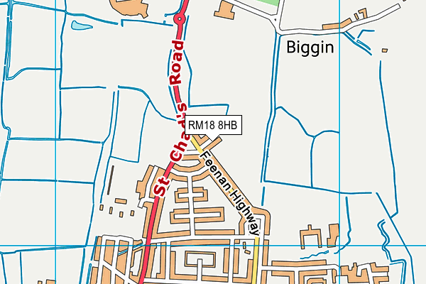 RM18 8HB map - OS VectorMap District (Ordnance Survey)